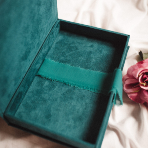 Pudełko na zdjęcia - Turkusowe ze złotą grafiką