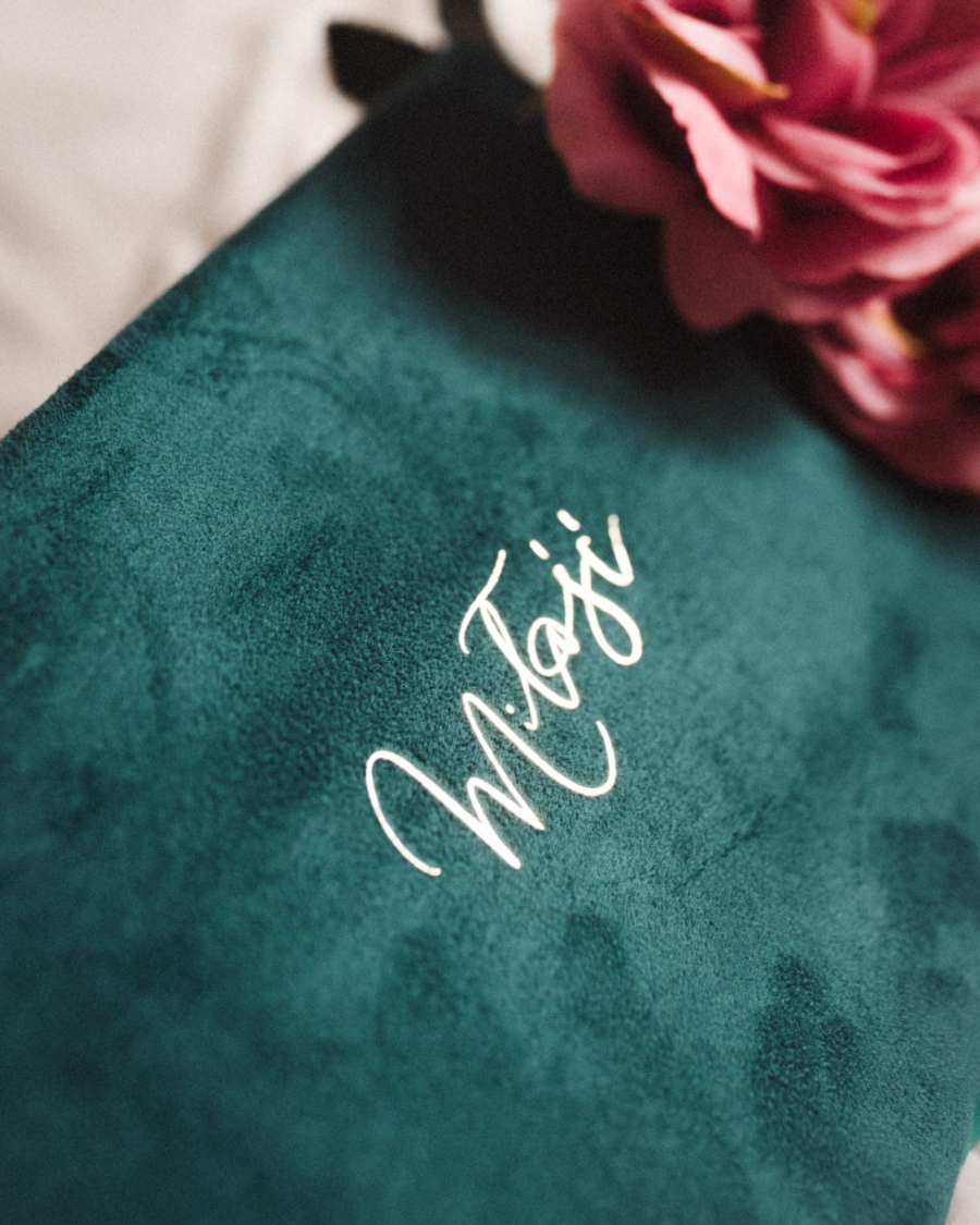 Pudełko na zdjęcia - Turkusowe ze złotym napisem miłość