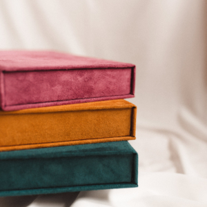 Pudełko na zdjęcia - Turkusowe ze złotą grafiką