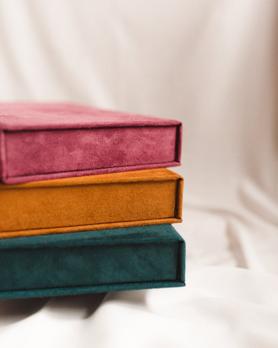 Pudełko na zdjęcia - Turkusowe ze złotą grafiką