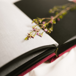 Tradycyjny album na zdjęcia - Malinowy róż ze złotą grafiką