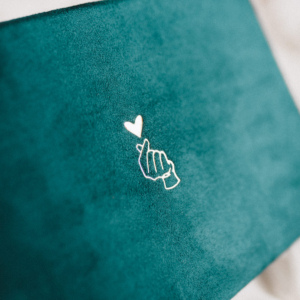 Pudełko na zdjęcia - Turkusowe ze złotą grafiką