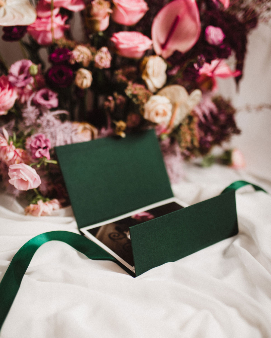 Teczka na zdjęcia w kolorze butelkowej zieleni