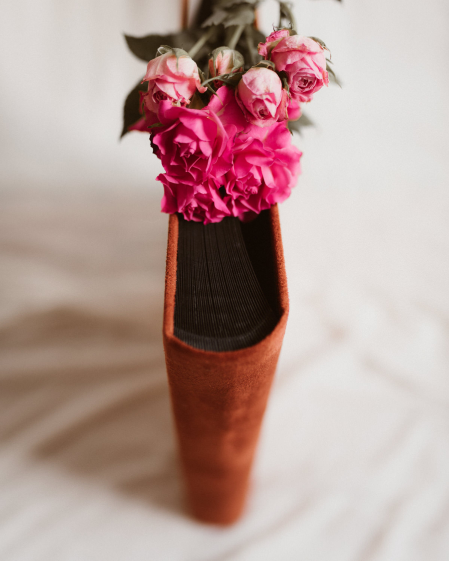 Tradycyjny album na zdjęcia - Ceglany ze złotą grafiką