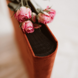 Tradycyjny album na zdjęcia - Ceglany ze złotą grafiką