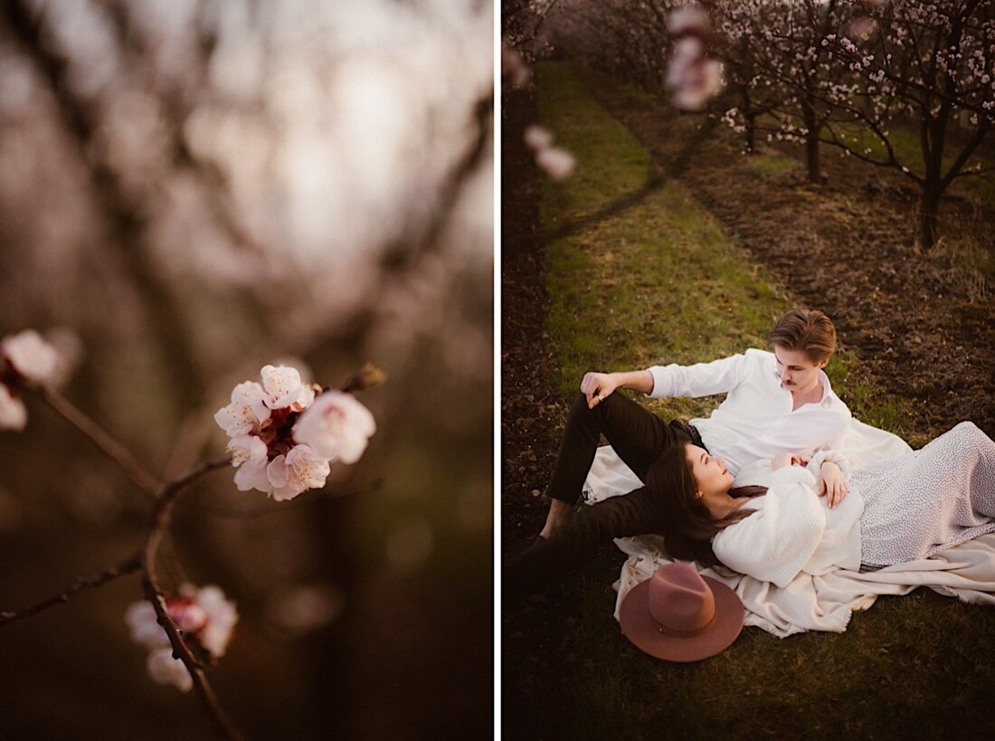 Sesja w kwitnącym sadzie 16 sesja narzeczenska w sadzie 4